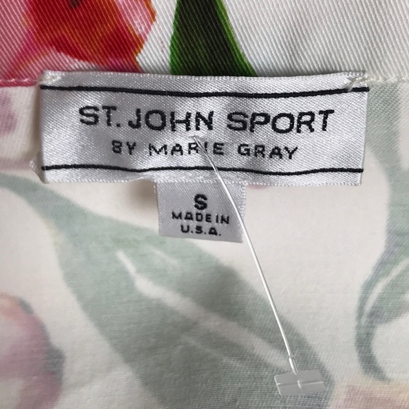 ST. JOHN SPORT BY MARIE GRAY WHITE FLORAL JACKET S - Picture 15 of 16